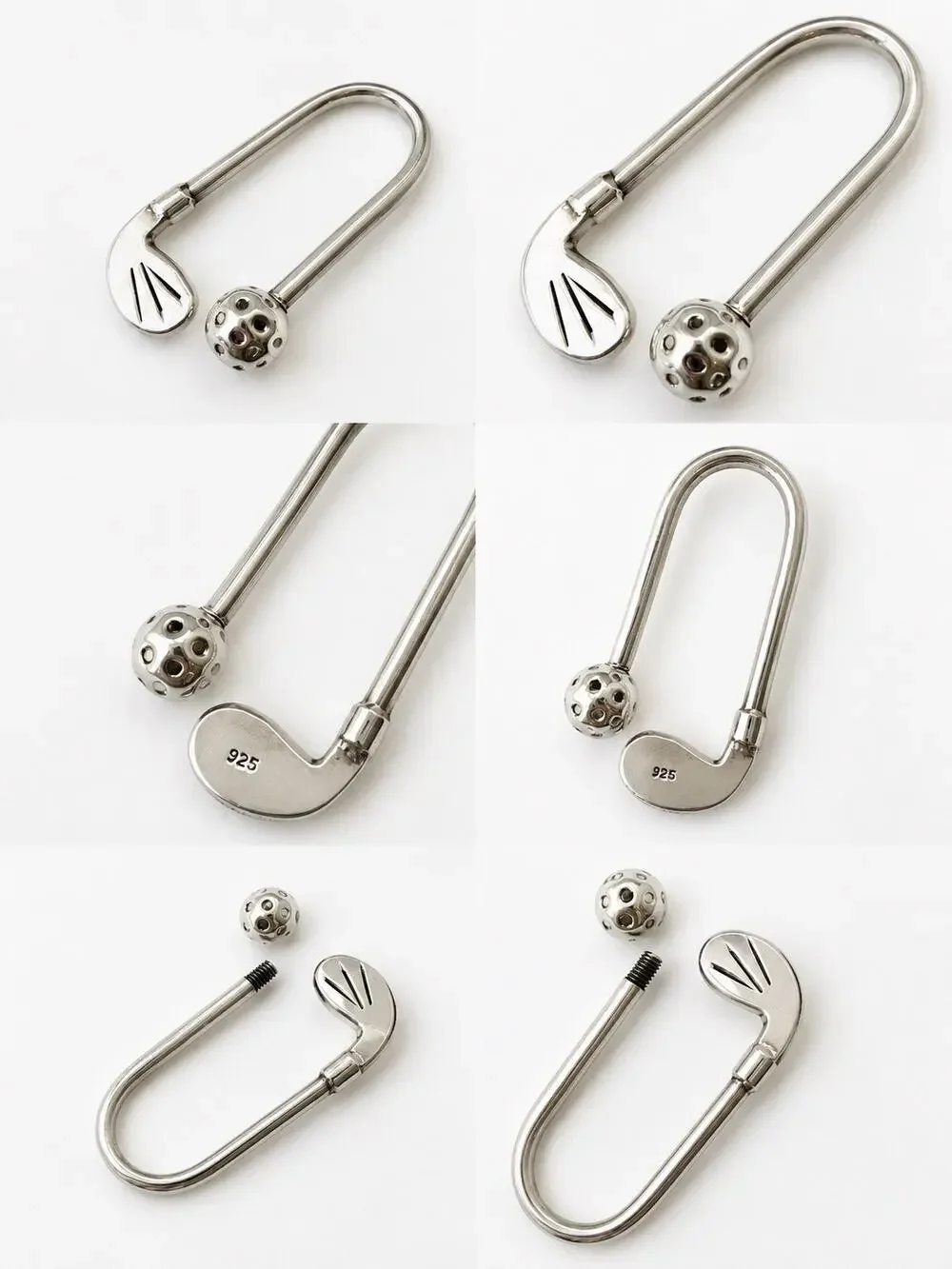 Sterling Silver 925 Golf Key Ring Screw-Off Golf Ball Keychain Vintage Golfcore